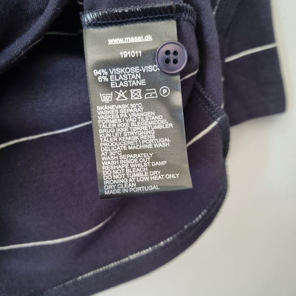 MASAI Navy White Stripe Wrap Top Size Small - Picture 10 of 11